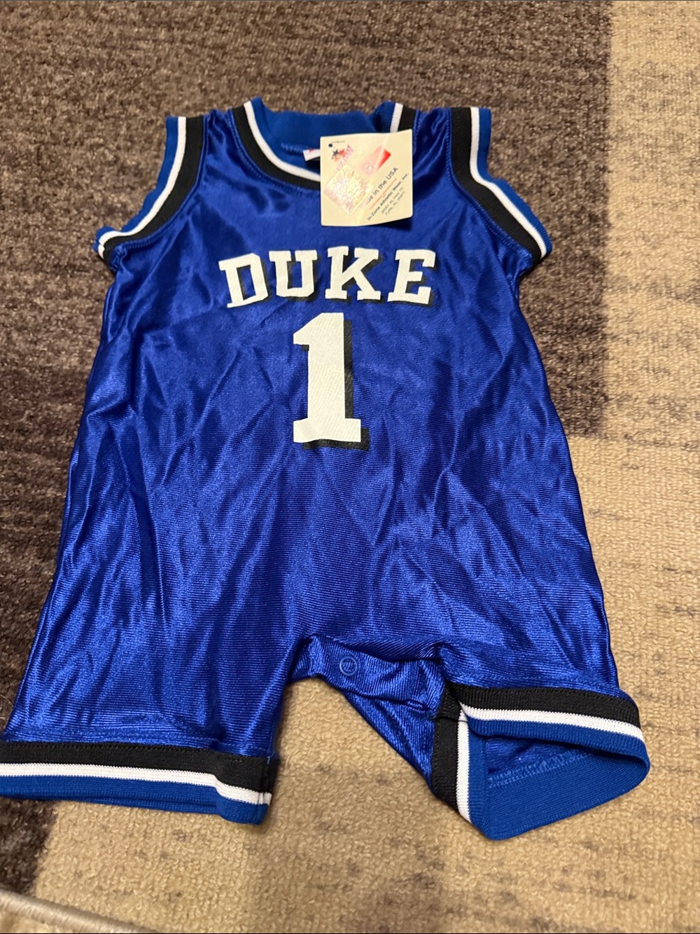 Duke #1 Infant Basketball Romper - Blue & White